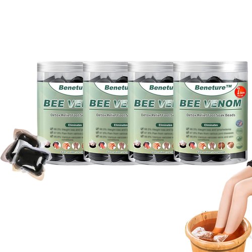 Beneture Bee Venom Detox Relief Foot Soak Beads, Beneture Bee Venom Foot Soak Beads, Herbal Foot Cleaning Soak Beads, Detox Foot Soak Beads for Relief Foot (4 Cans)