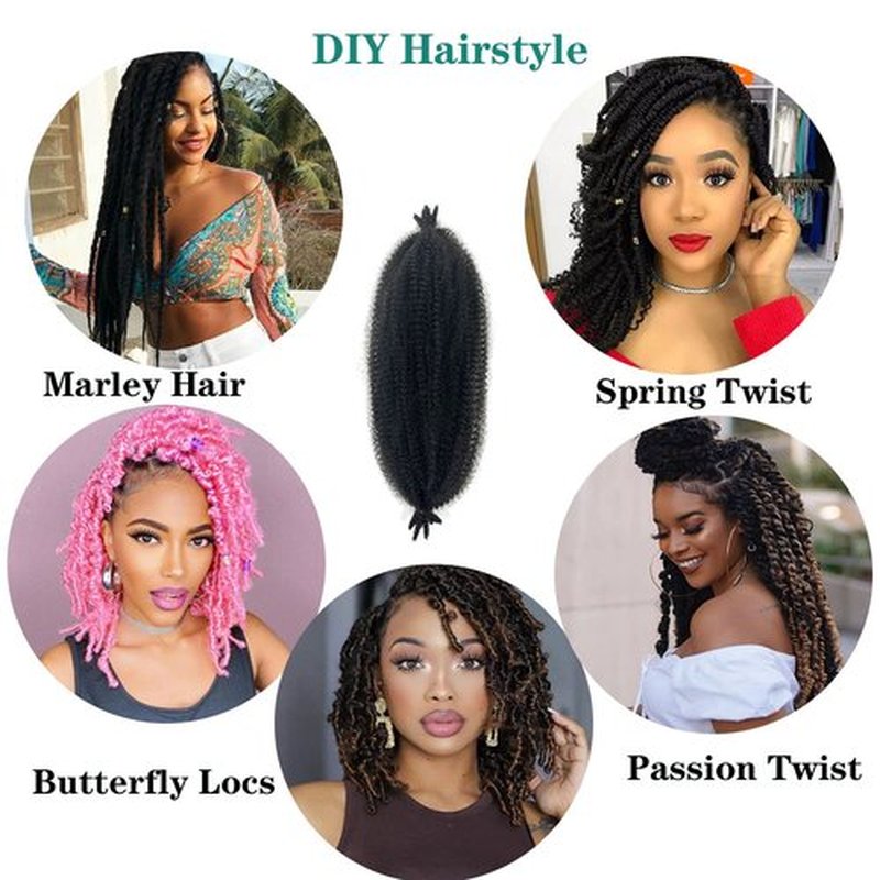 Cuban Twist Hair 16 Inch Springy Afro Twist Hair Marley Twist Braiding Hair 2 Packs Soft Spring Afro Kinky Twist Braiding Hair Extension Wrapping Hair for Soft Locs Marley Hair for Faux Locs