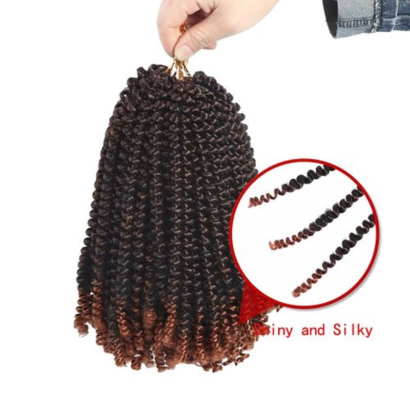 Bileaf 5 Packs Spring Twist Hair 8 Inch Fluffy Spring Twist Crochet Braiding Bomb Twist Ombre Colors Hair Extensions for Butterfly Locs T1B 350