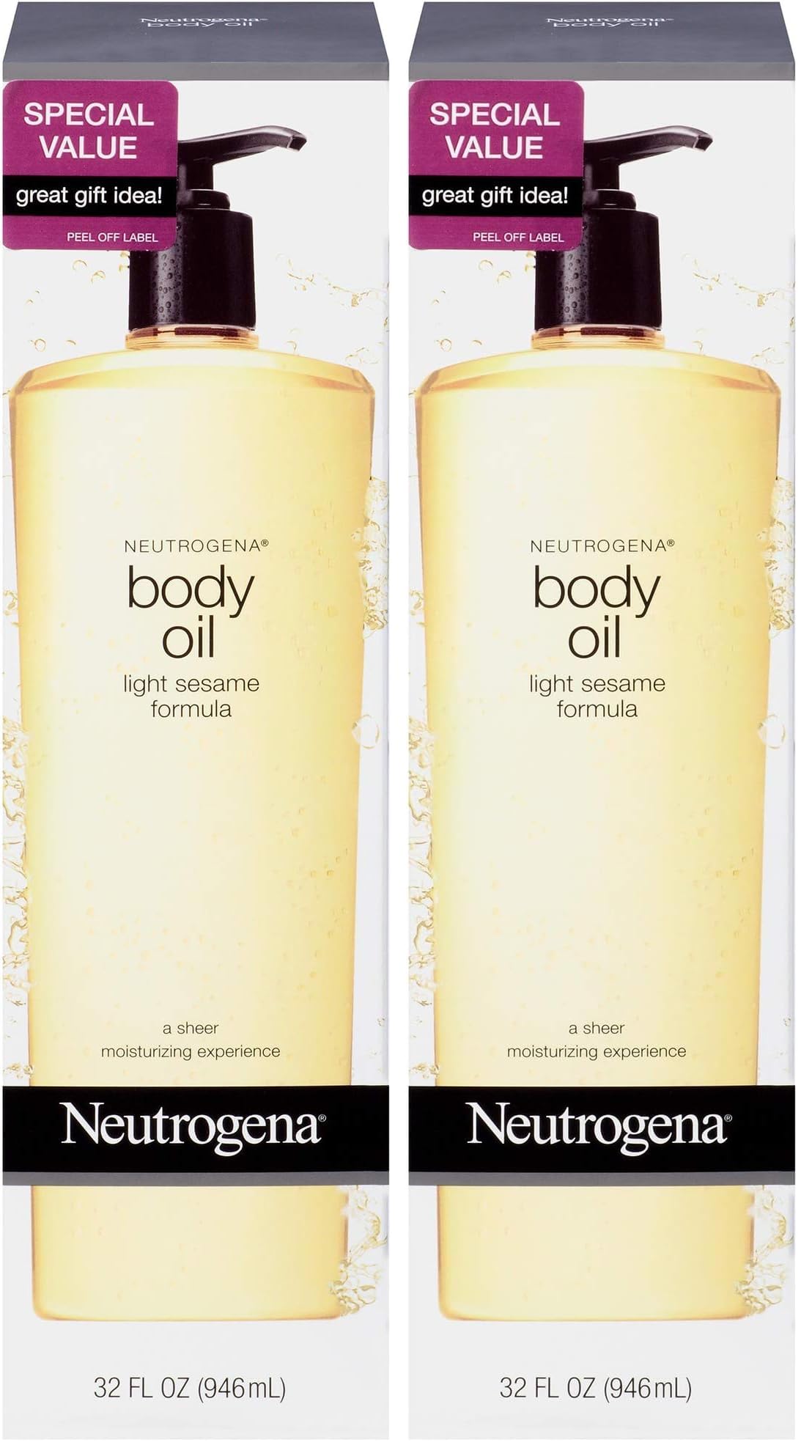 Neutrogena Lightweight Body Oil for Dry Skin, Sheer Moisturizer in Light Sesame Formula, 32 fl. oz