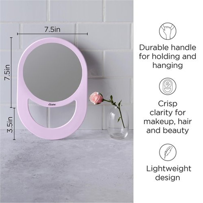 Diane Professional Quality Hand Mirror, Single Sided Hand Held Mirror with Handle for Salon, Barber, Grooming, Shaving, and Travel, Medium, 7.5" x 11", Purple