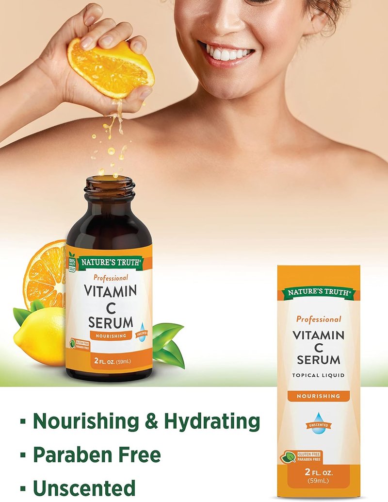 Vitamin C Serum 2 oz - Nourishing Oil for Face & Skin | Unscented Formula