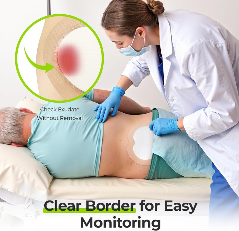 AUVON Sacral Silicone Foam Dressing - Waterproof & Breathable Wound Care | 7"x7", Box of 5 Pads