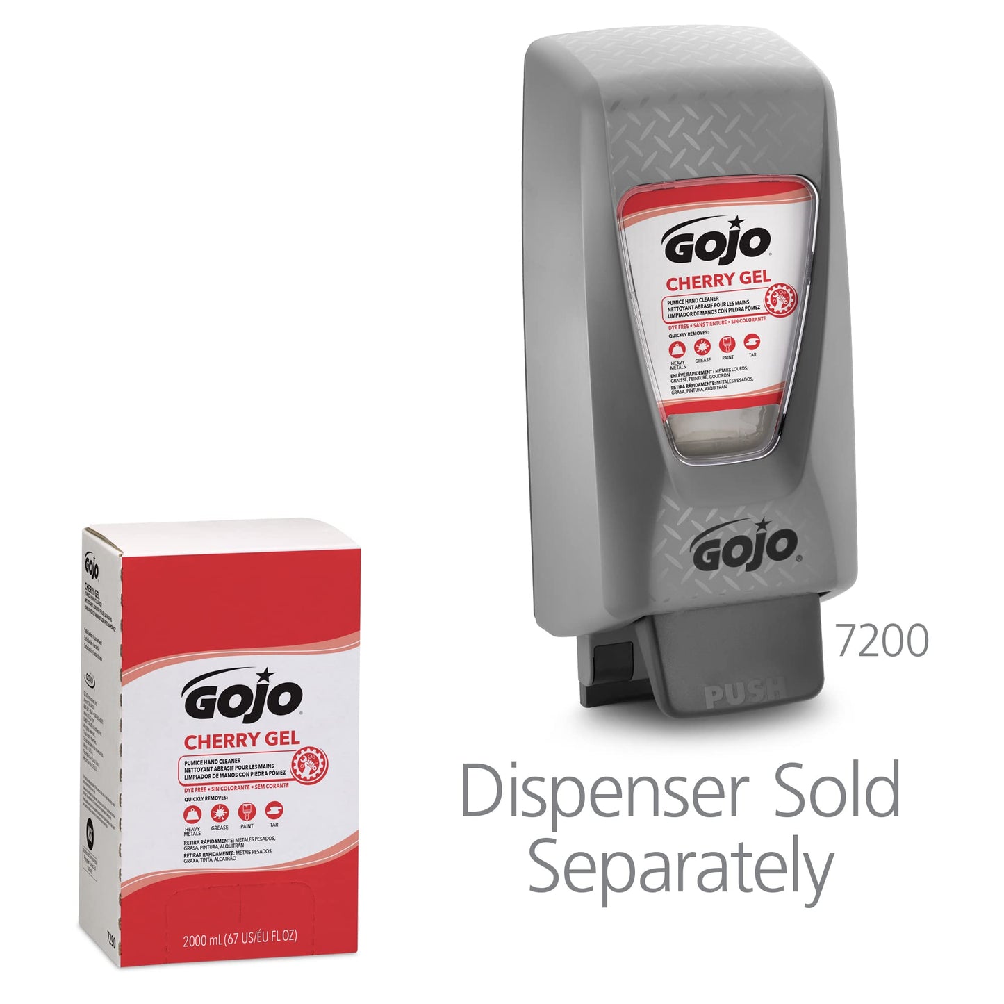 GOJO Cherry Gel Pumice Hand Cleaner, Cherry Scent, 2000 mL Refill for GOJO PRO TDX Dispenser (Pack of 4) – 7290-04