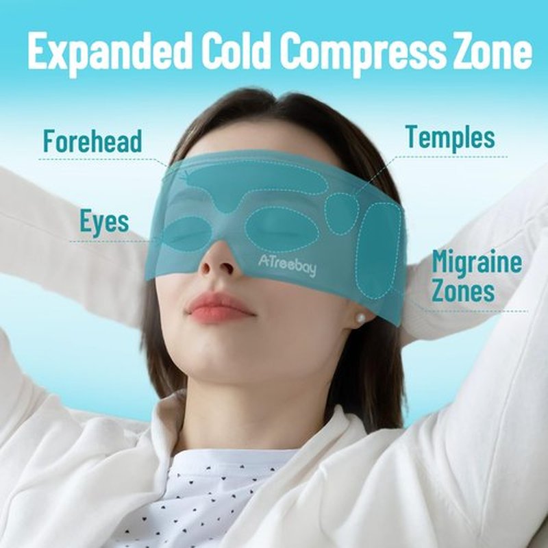 Cooling Eye Mask for Puffy Eyes, Migraine Relief, Cold Eye Mask for Puffiness, Dark Circles, Dry Eyes, Headache Relief, Reusable Gel Eye Mask for Sleep, Soft Cool for Long-Lasting Comfort, Light Blue