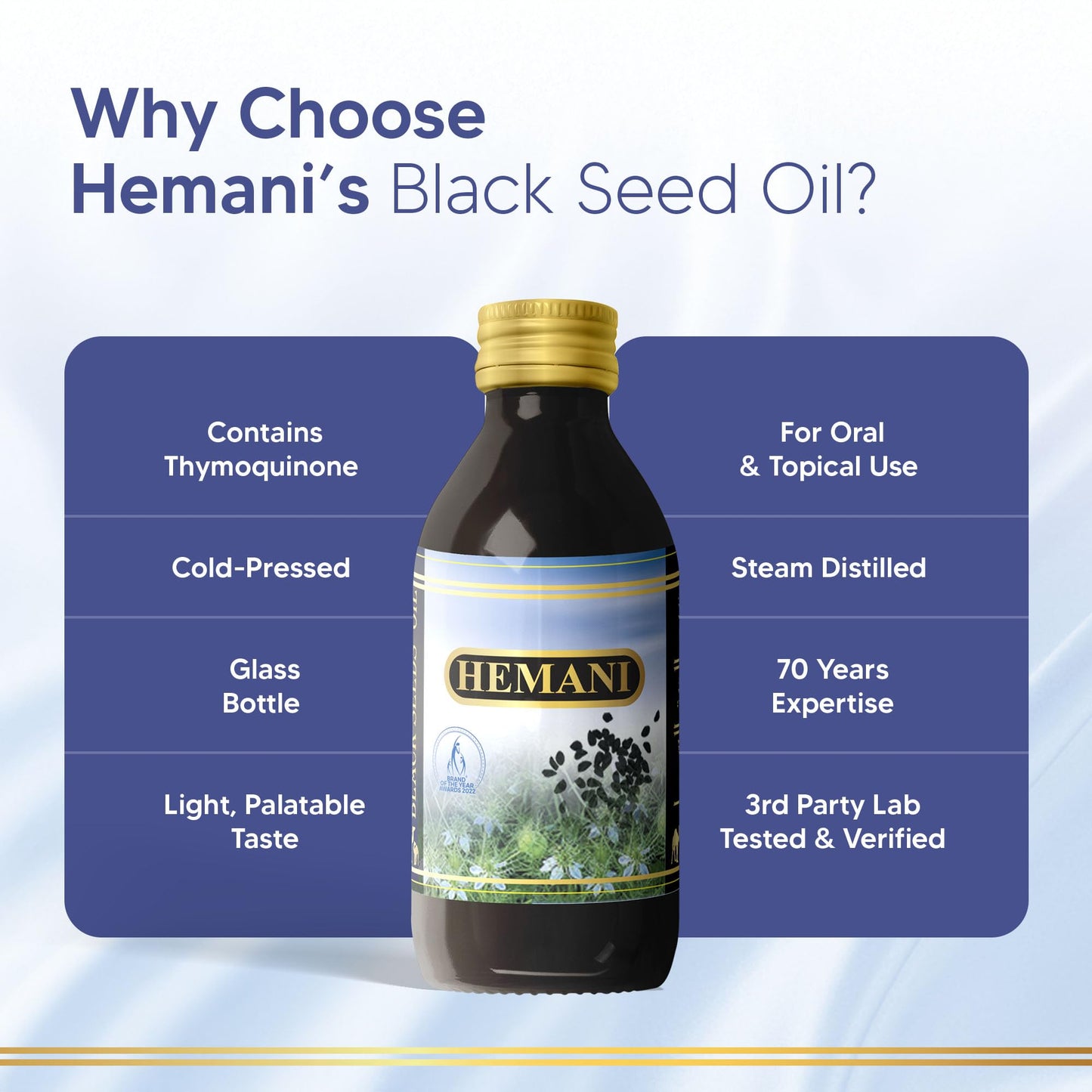 Hemani Black Seed Oil 125mL - Cold-Pressed Nigella Sativa | 4-Month Individual Supply | Halal Certified | Since 1949