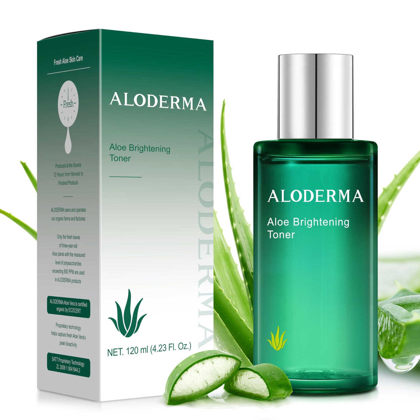Aloderma Soothing Facial Toner Made with 91% Organic Aloe Vera, Alcohol Free Toner for Face for Sensitive Skin with Allantoin and Hyaluronic Acid - Natural Aloe Face Toner for Dry, Red Skin - 4.2oz