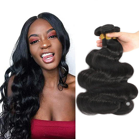 Selina Hair 28 28 28 Brazilian Body Wave Bundles Human Hair Bundles 3 Bundles 300g Full Head Set Remy Hair Unprocessed Human Hair Weave Hair Bundles Weave Natural Black Color (28 28 28,Body Wave)