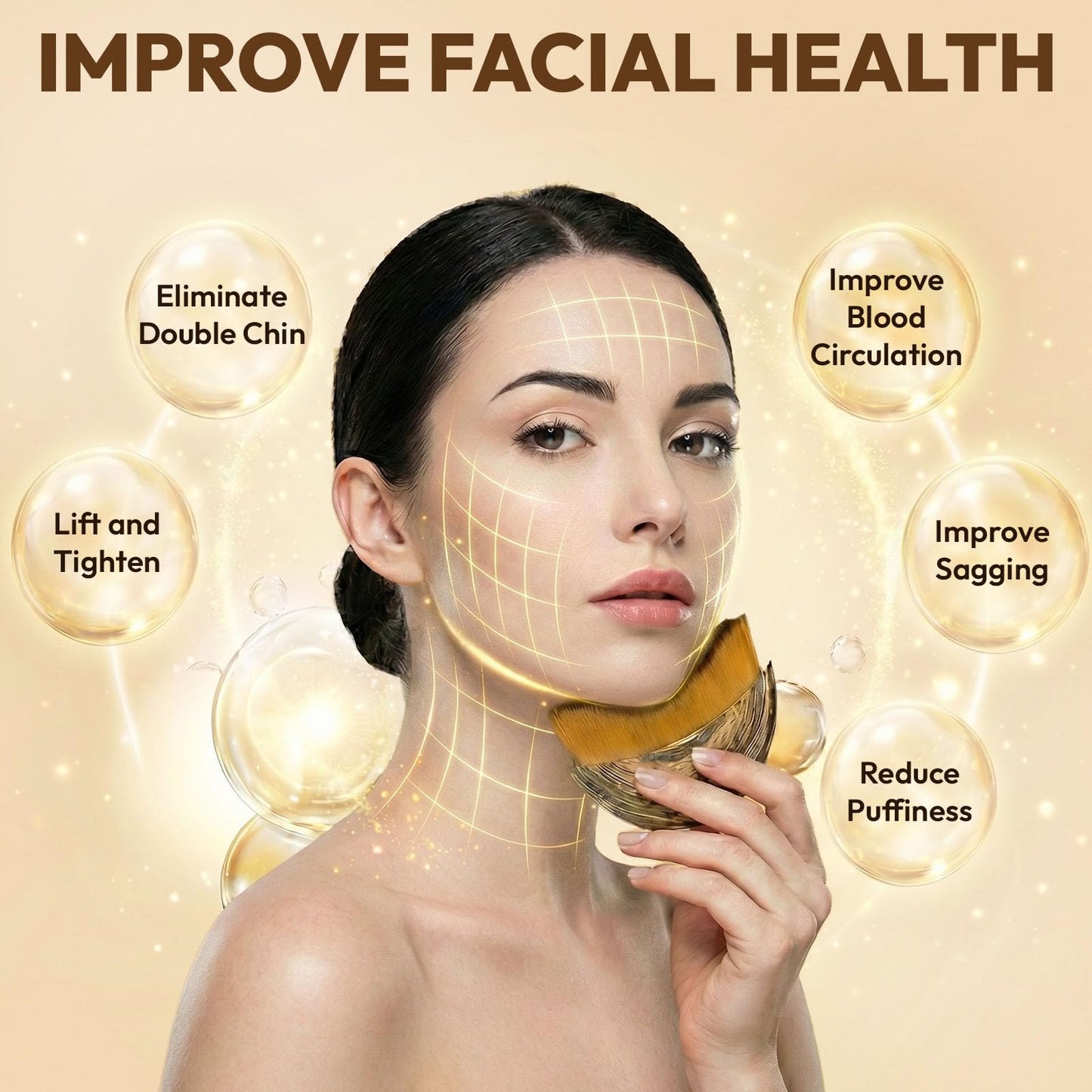 Lymphatic Contour Face Brush, Soft Contour Face Brush for Lymphatic Drainage, Chin & Jawline Sculpting, Dry Lymphatic Drainage Massager, Ergonomic Skin Fit Design to Reduce Puffiness, Relieve Fatigue