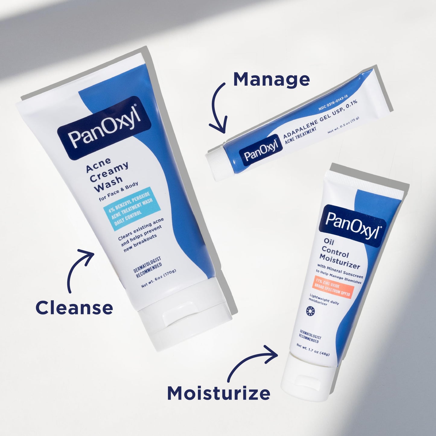 PanOxyl Adapalene 0.1% Leave-On Gel, Retinoid Gel Acne Treatment, 30-Day Supply, Acne Prone Skin, Oil, Fragrance, and Paraben Free, 0.5 oz