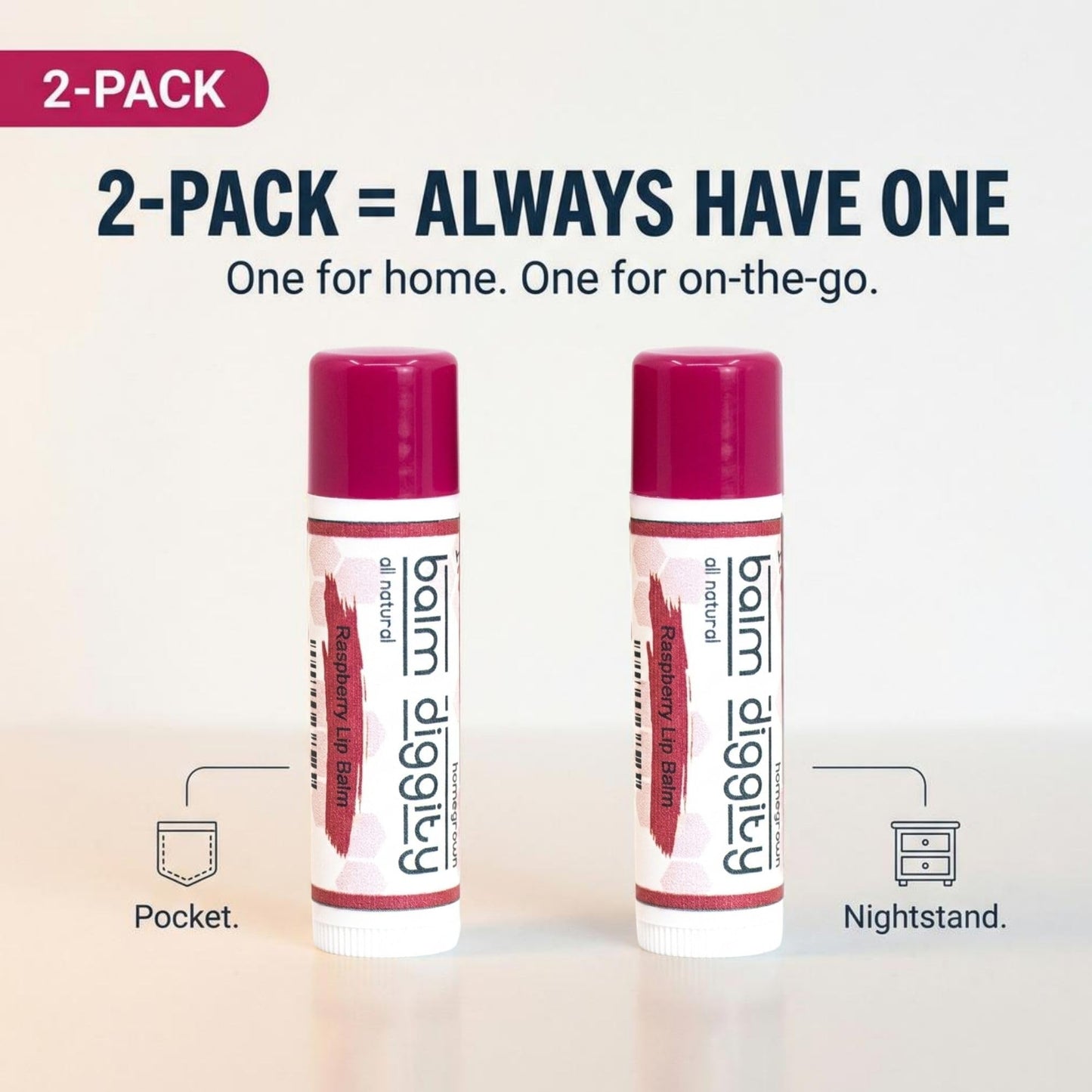 It’s The Balm Diggity Raspberry Lip Balm - Natural Scented Moisturizing Stick for Lips - Hydrating Smoothing Daily Conditioning Care with Shea Butter, Coconut Oil & Beeswax - 2-Pack