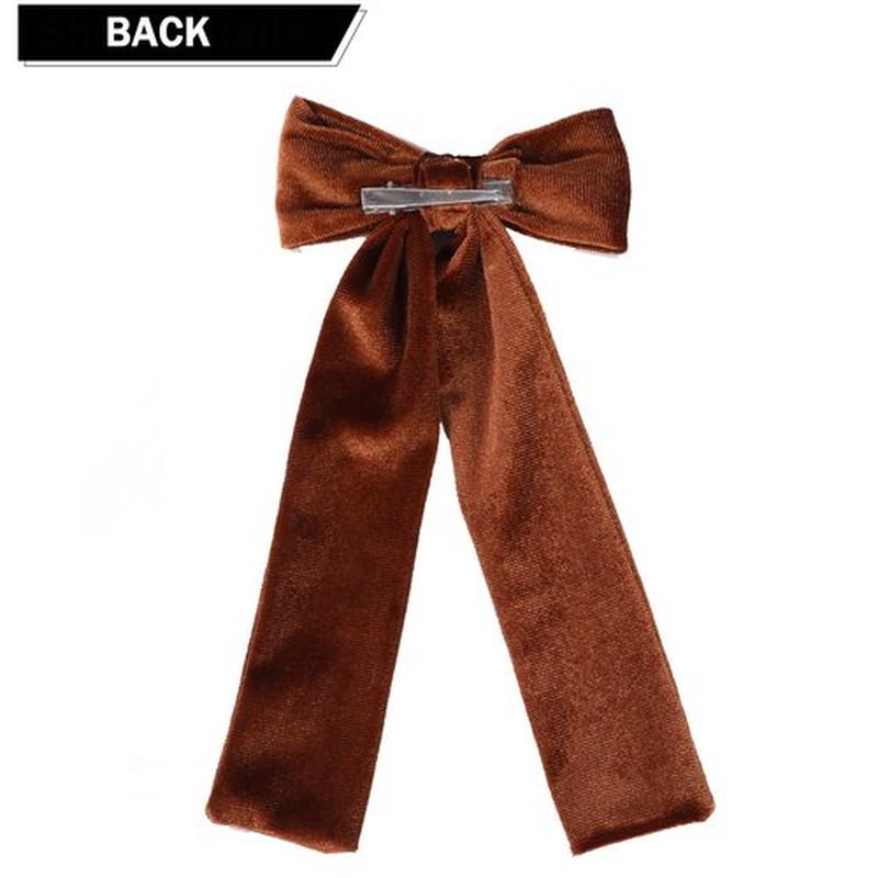 2PCS Velvet Hair Bows, Hair Ribbon Clips Big Fall Alligator Clips Hair Accessories for Women Girls (Brown)