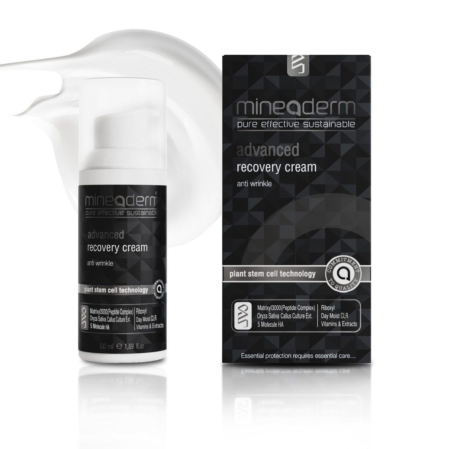 Mineaderm Advanced Recovery Cream – Anti-Wrinkle & Firming Face Cream with Peptides, Hyaluronic Acid & Vitamin E – Moisturizing Anti-Aging Cream for Face, Neck & Chest – 1.69 fl oz