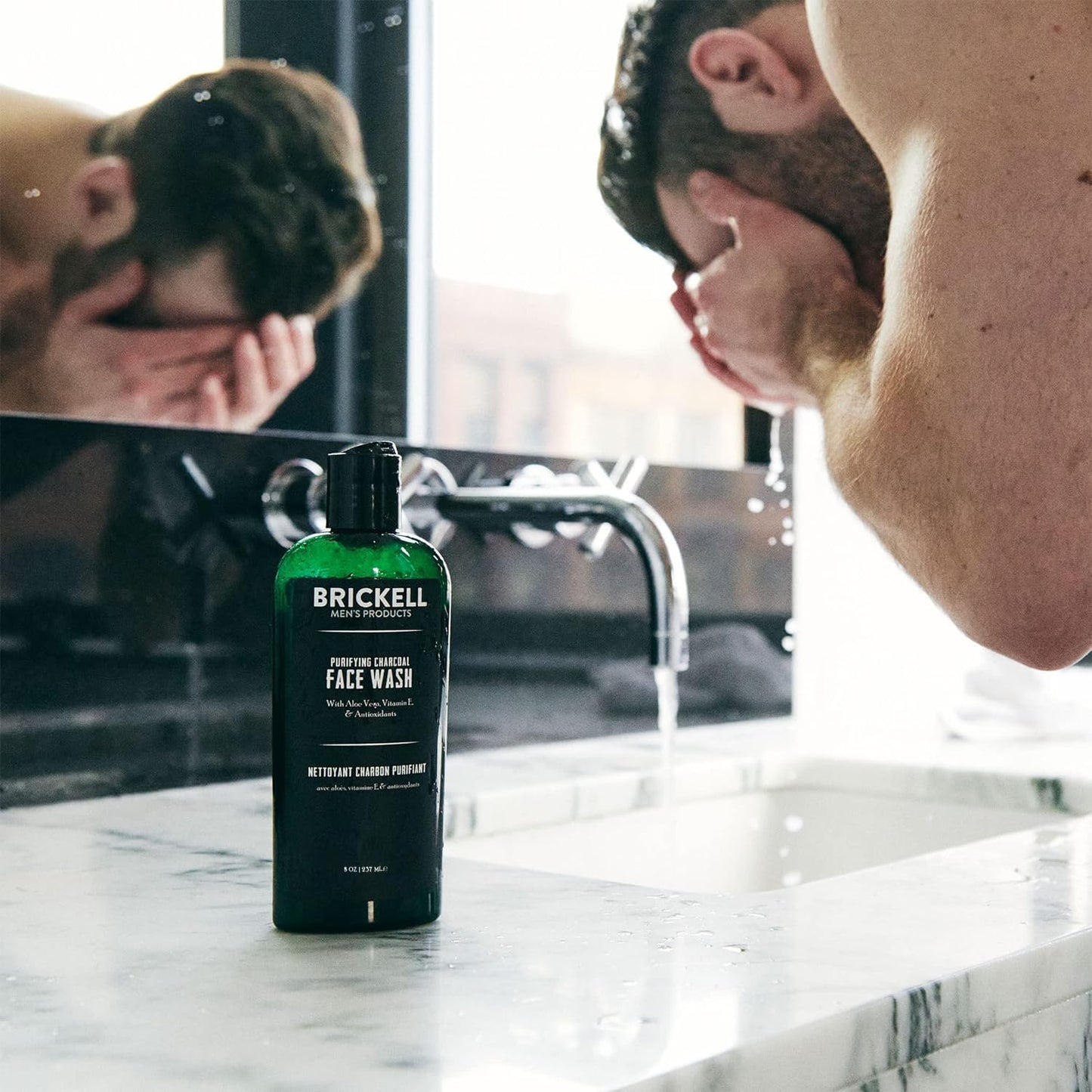 Brickell Men's Daily Essential Face Care Routine II, Purifying Charcoal Face Wash and Daily Essential Face Moisturizer, With Activated Charcoal, Hyaluronic Acid, and Aloe, Scented, Skincare Gift Set