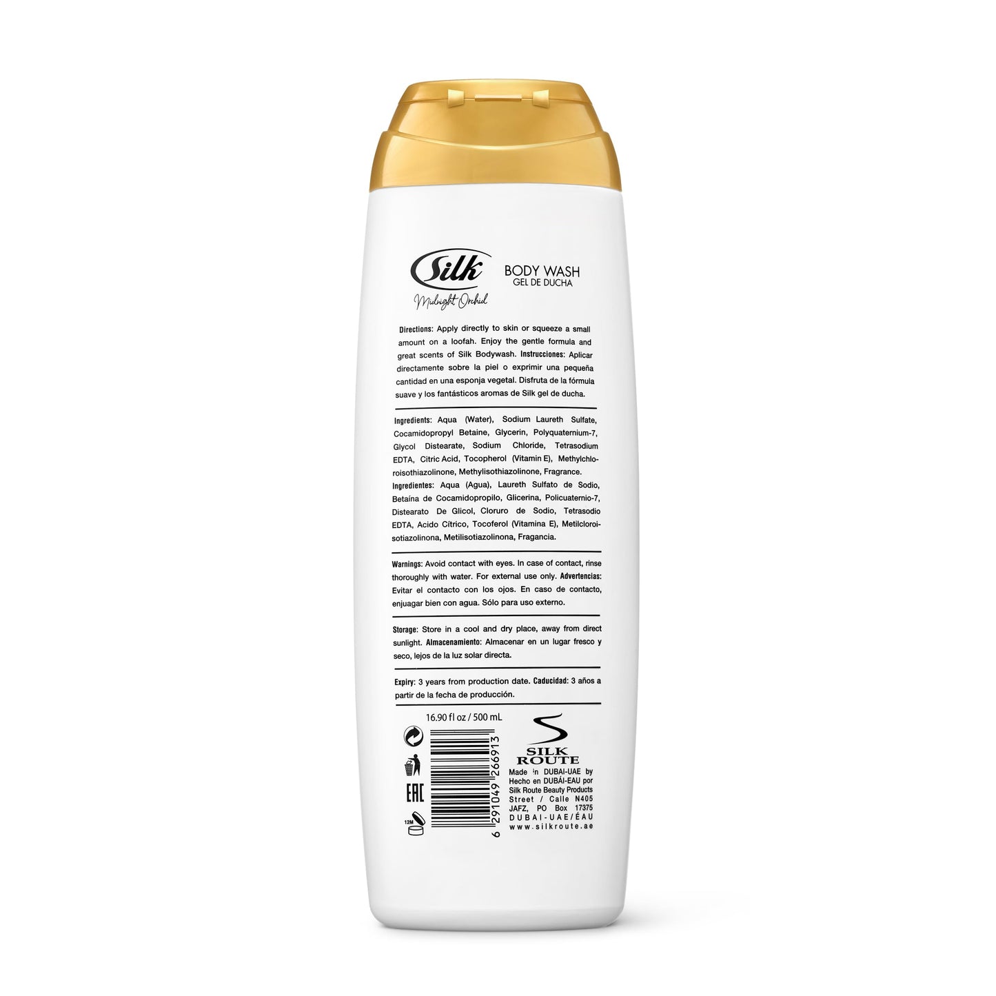 SILK Moisturizing Body Wash for Woman & Man - Daily Hydrating Shower Gel and Foaming Cleanser with Vitamin E and Glycerin, Rich Lather for Dry Skin Care, Midnight Orchid Scent, 16.9 Fl Oz