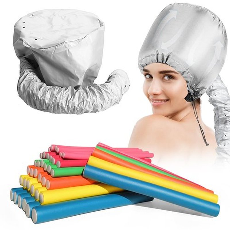 xnicx 42 pcs 7" Flexi Rods,Hair Curlers Rollers Flexible Curling Rods,Heatless Bendy Foam Hair Curls for Long,Medium,Short Hair to Sleep in,with Hair Dryer Bonnet for Quick Shaping(Silvery)