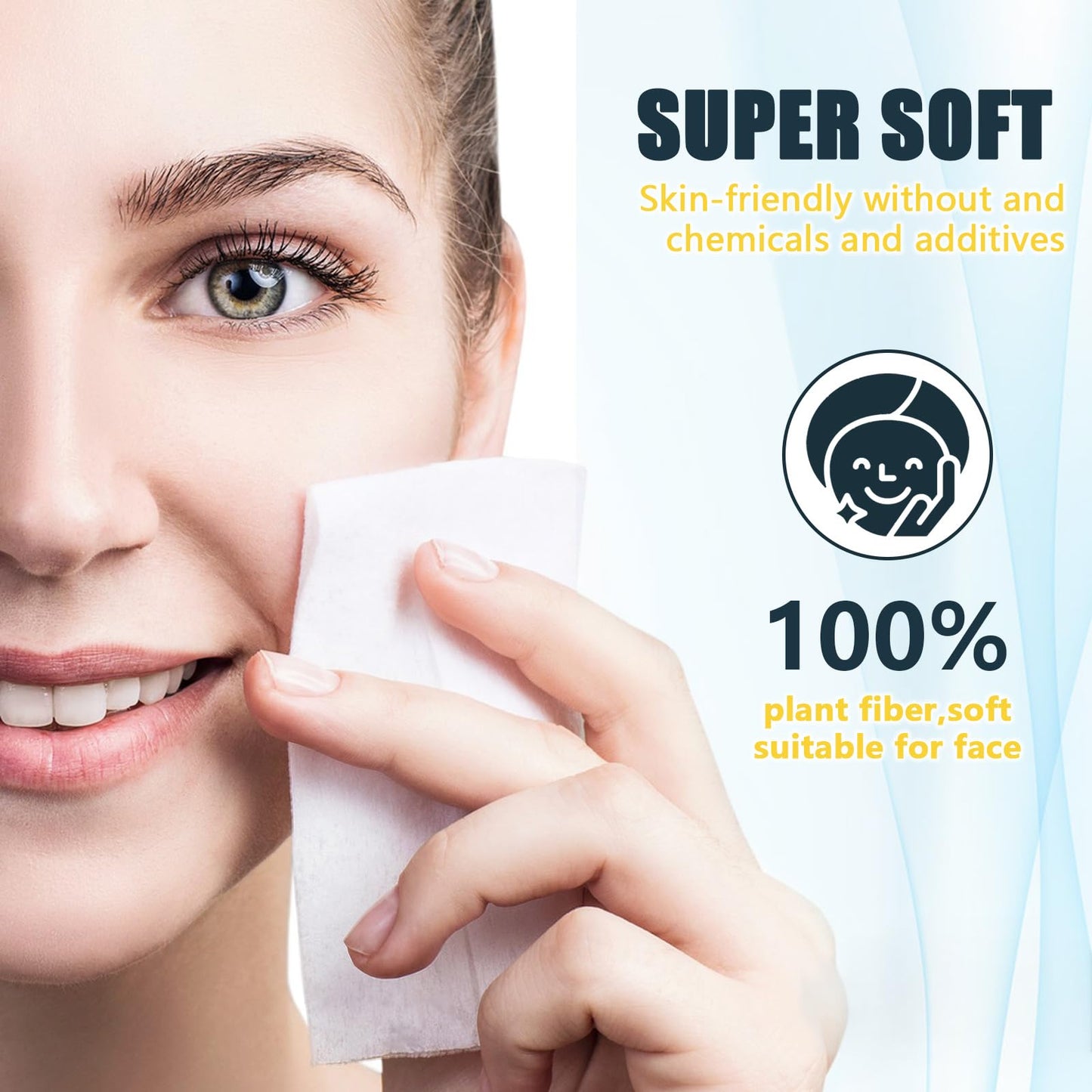 Fcaeon Disposable Face Towel 48 Pcs Compressed Towel Tablets With 6 Dispenser Bottles Gentle Washcloths for Sensitive Skin Facial Cleansing Makeup Removal Skincare Routine Travel Cloths (Blue)