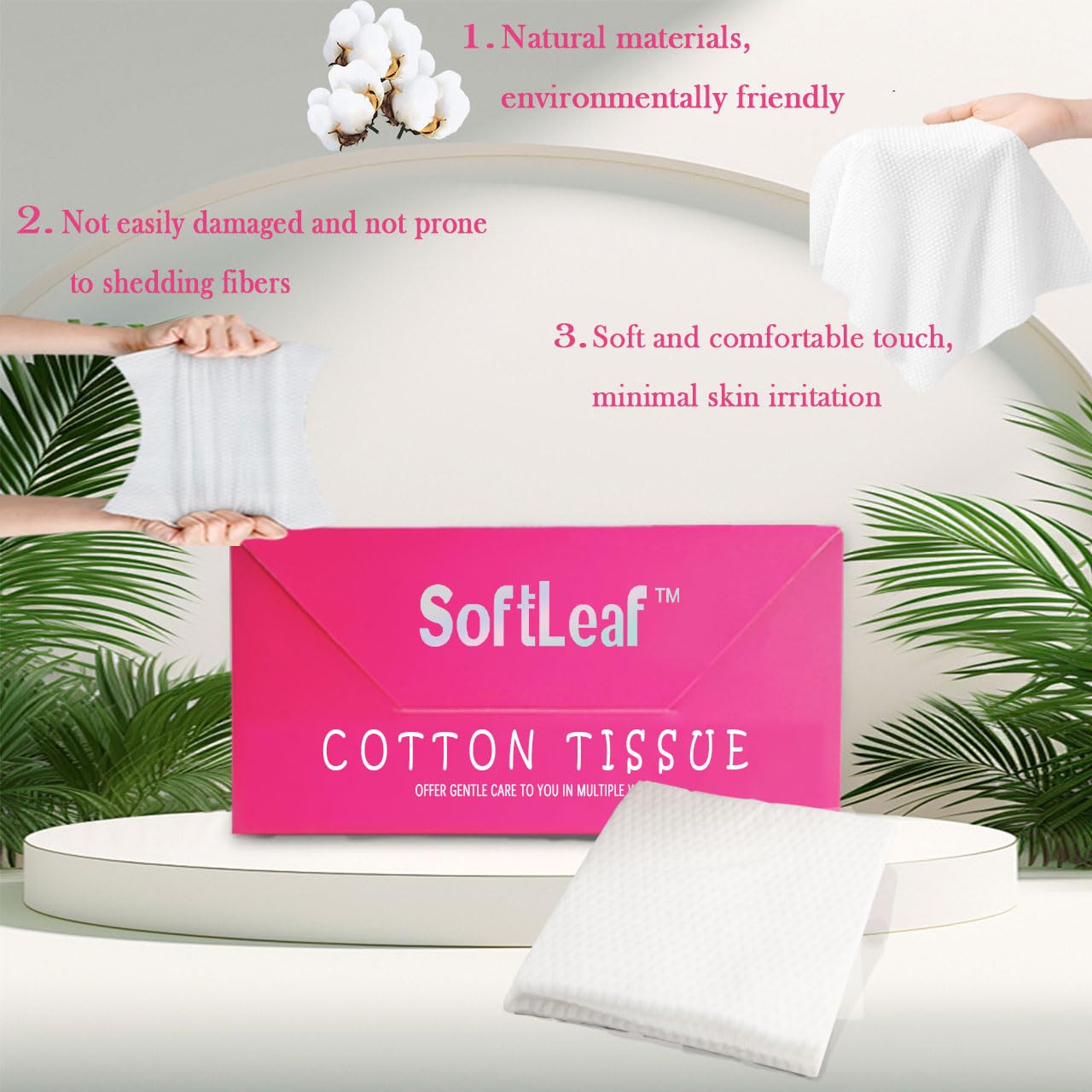 SoftLeaf Disposable Face Towel 7.87"×7.87", Lint-Free Cotton Fibre Face Towelettes, Ultra Soft Makeup Remover Dry Wipes, Facial Towels for Sensitive Skin, 240 Count (Pack of 4)