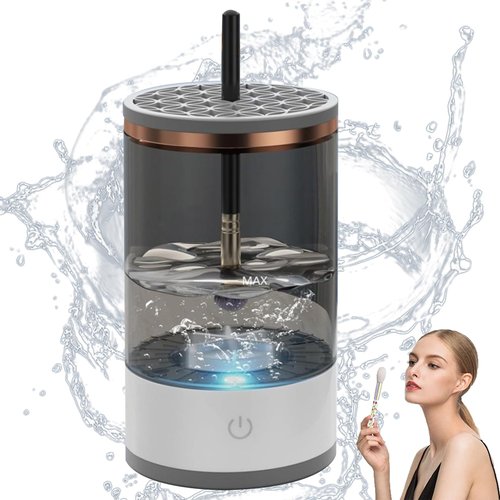 Beauty Swirl Cosmetic Brush Cleaner, The Cozy Luna Makeup Brush Cleaner, Electric Make Up Brush Cleaner Machine, Rechargeable & Deep Spinning Cleaning (Black,Charging Type)