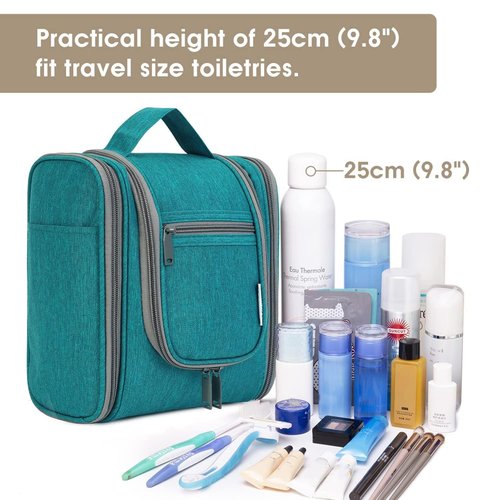 Narwey Small Hanging Travel Toiletry Bag Cosmetic Make up Organizer for Women and Men (Medium, Teal)