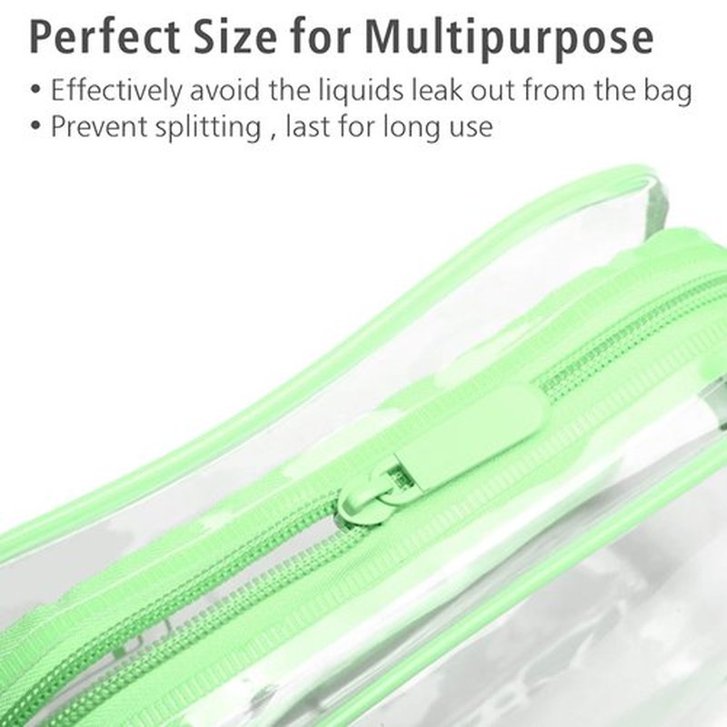 PACKISM TSA Approved Toiletry Bag - Clear Makeup Bag Waterproof Quart Size Bag, Travel Makeup Cosmetic Bag for Women, Carry on Airport Airline Compliant Bag, 3 Pack, Green