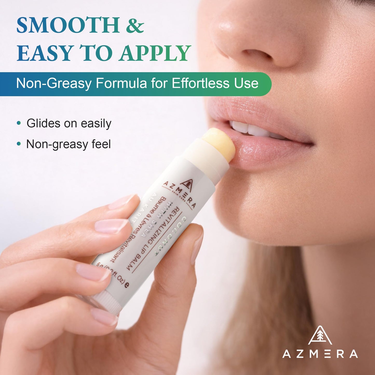 Azmera Coconut Lip Balm - Organic Shea Butter from Ghana Chapstick for Dry Chapped Lips - Natural Coconut Oil Lip Moisturizer - Made in USA - 6g