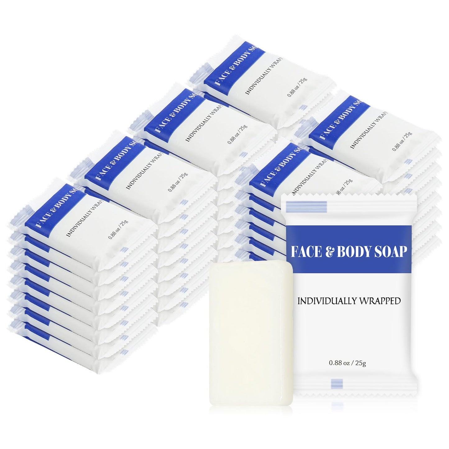 Travel Size Bars Soap in Bulk, Individually Wrapped Mini Small Body Hand and Face Soaps Toiletries Amenities for Hotel, Shelter/Homeless/Nursing Home/Charity/Motel/Guest Bathroom 0.88 oz (60 Pack)