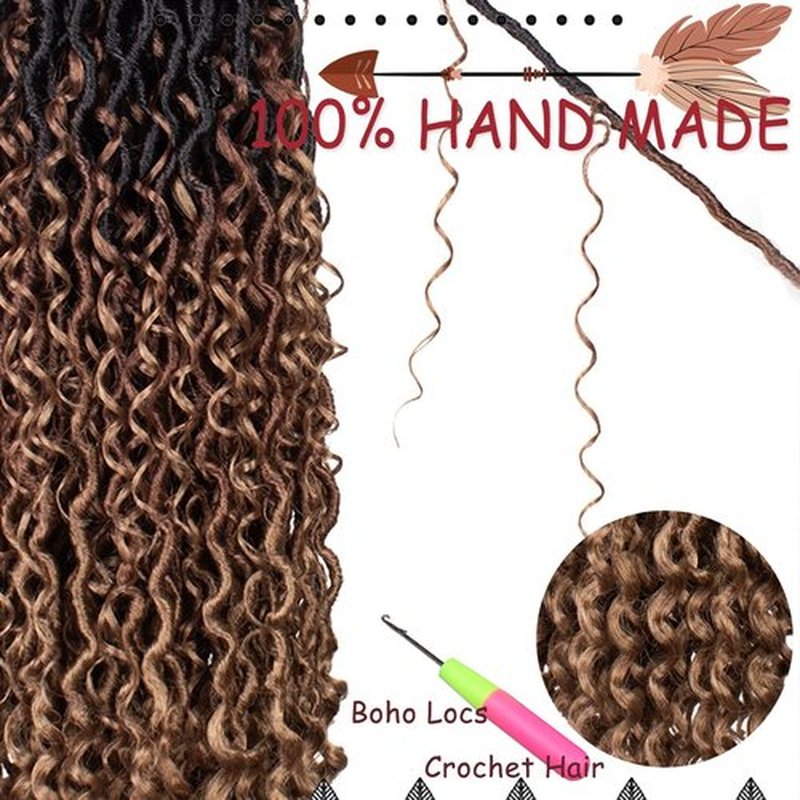 Beverlee 30 Inch Goddess Locs Crochet Hair 8 Pcak Boho Locs Goddess Faux Locs Boho Crochet Locs Pre Looped Soft Hippie Locs Synthetic Bohemian Curly Crochet Locs Hair for Black Women