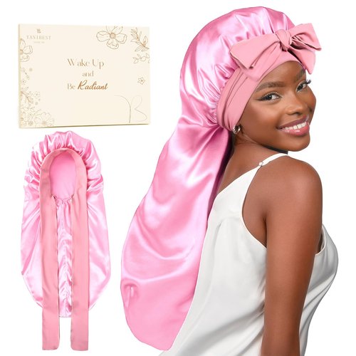 YANIBEST Silk Bonnet for Sleeping Women Braid Bonnet for Long Hair with Tie Band Satin Bonnet for Braids Hair Sleeping Cap Gifts for Women