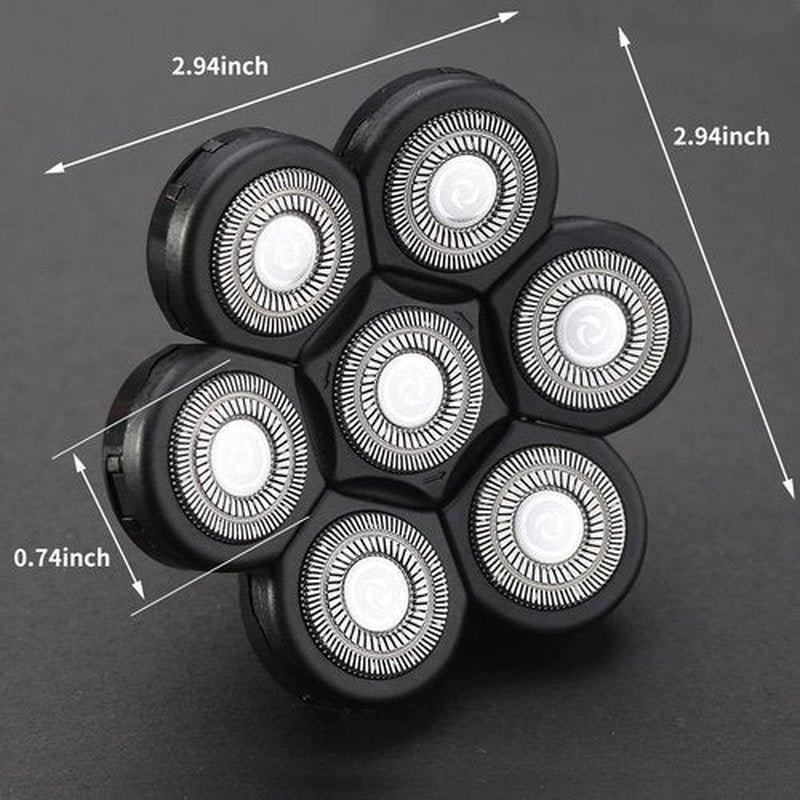 7 Blades Head Shaver Replacement Heads Electric Shaver Head Shaver Universal Replacement Blades Electric Razor for Men (7D Black)