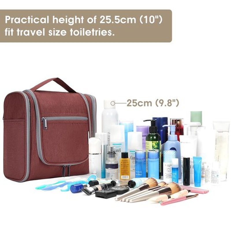 Hanging Toiletry Bag for Women Travel Makeup Bag Organizer Toiletries Bag for Cosmetics Essentials Accessories (Large, Jujube Red)