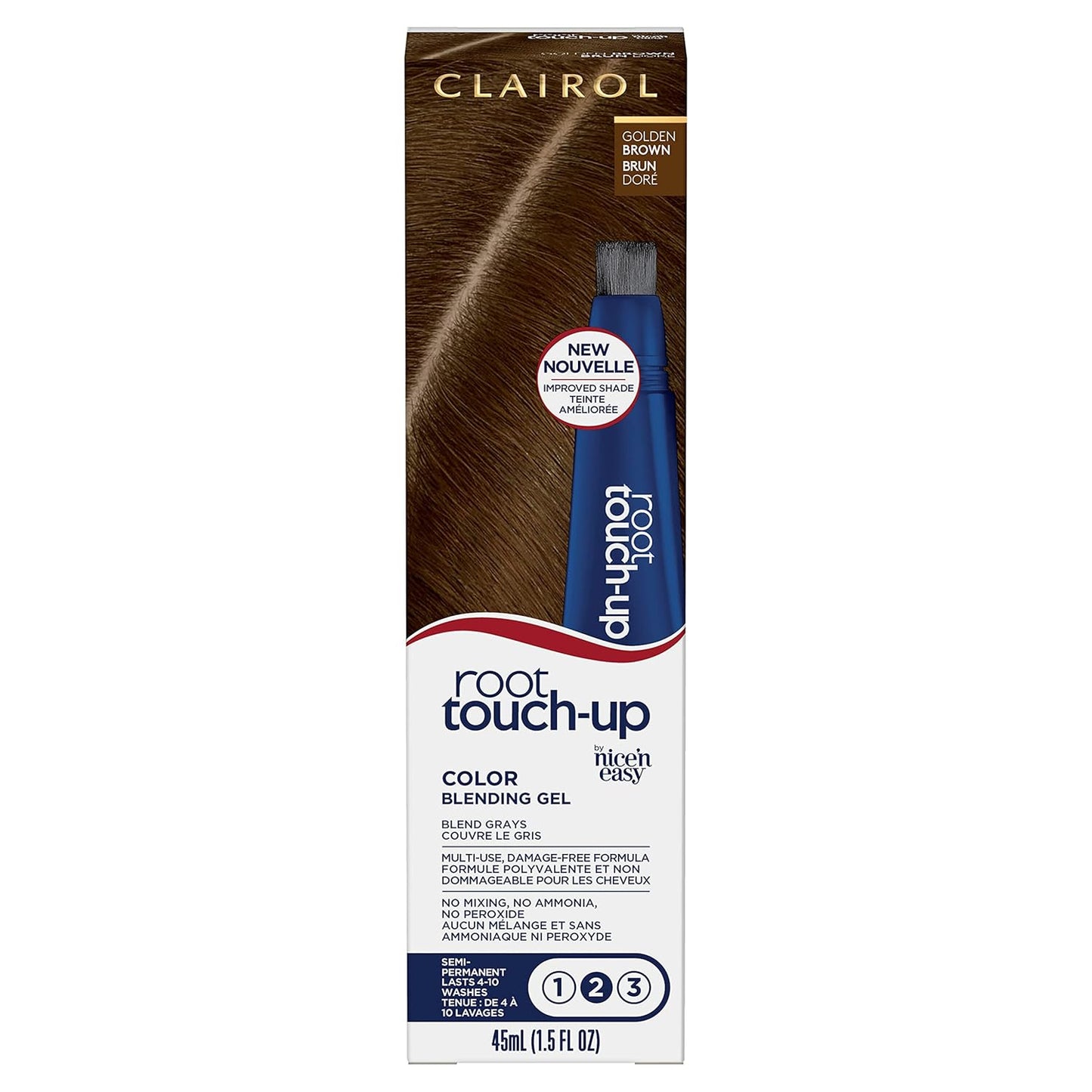 Clairol Root Touch-Up Semi-Permanent Hair Color Blending Gel, 4 Dark Brown, Pack of 2