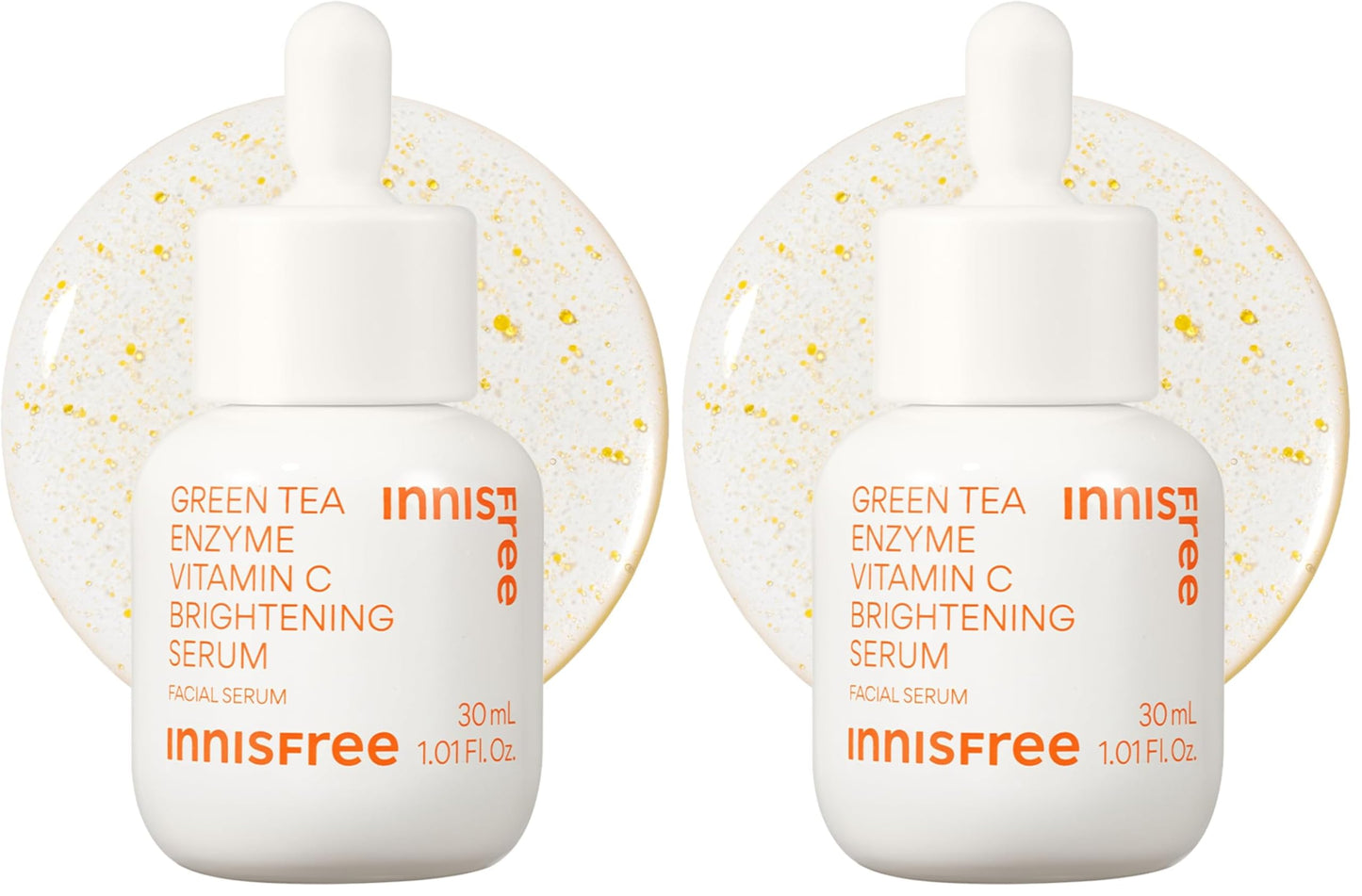 Innisfree Green Tea Enzyme Vitamin C Serum for Brightening 2 Pack | Sunspots, Post-Breakout Marks and Dark Spot Correction | Hydrating Korean Face Serum for Radiant Glow