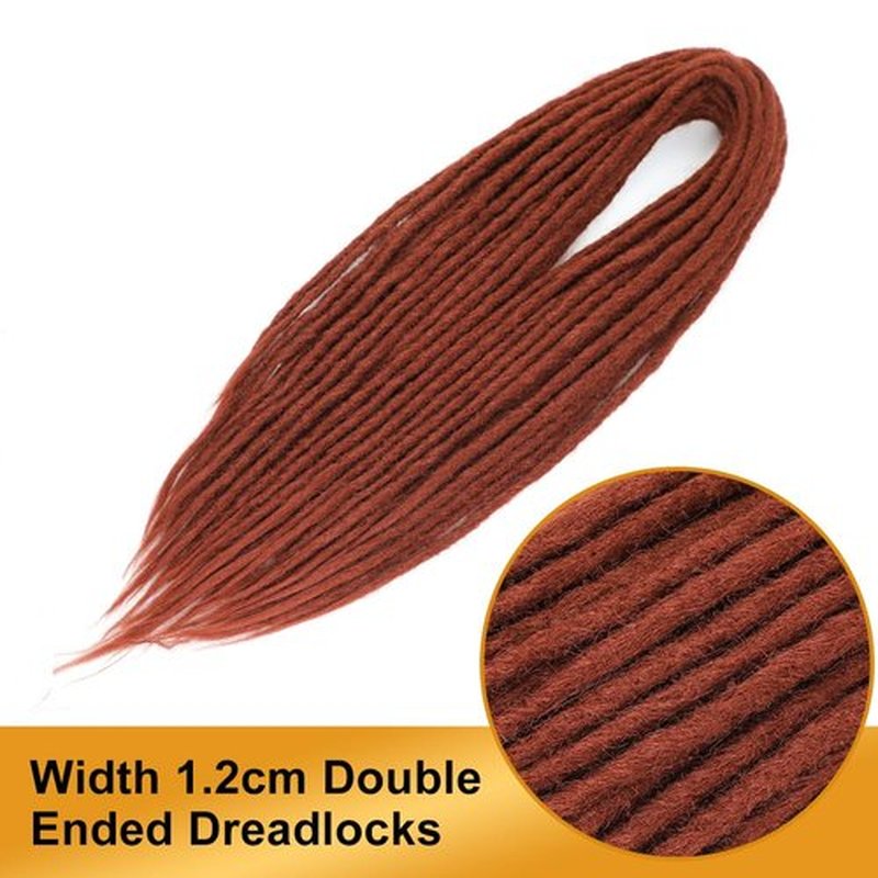 Aguacor Straight Dreadlocks Synthetic Double Ended Dreadlock Extensions 24inches 5 Strands Width 1.2cm Soft Red Brown DE Dreadlock Extensions for Women (5 Strands, 350#)