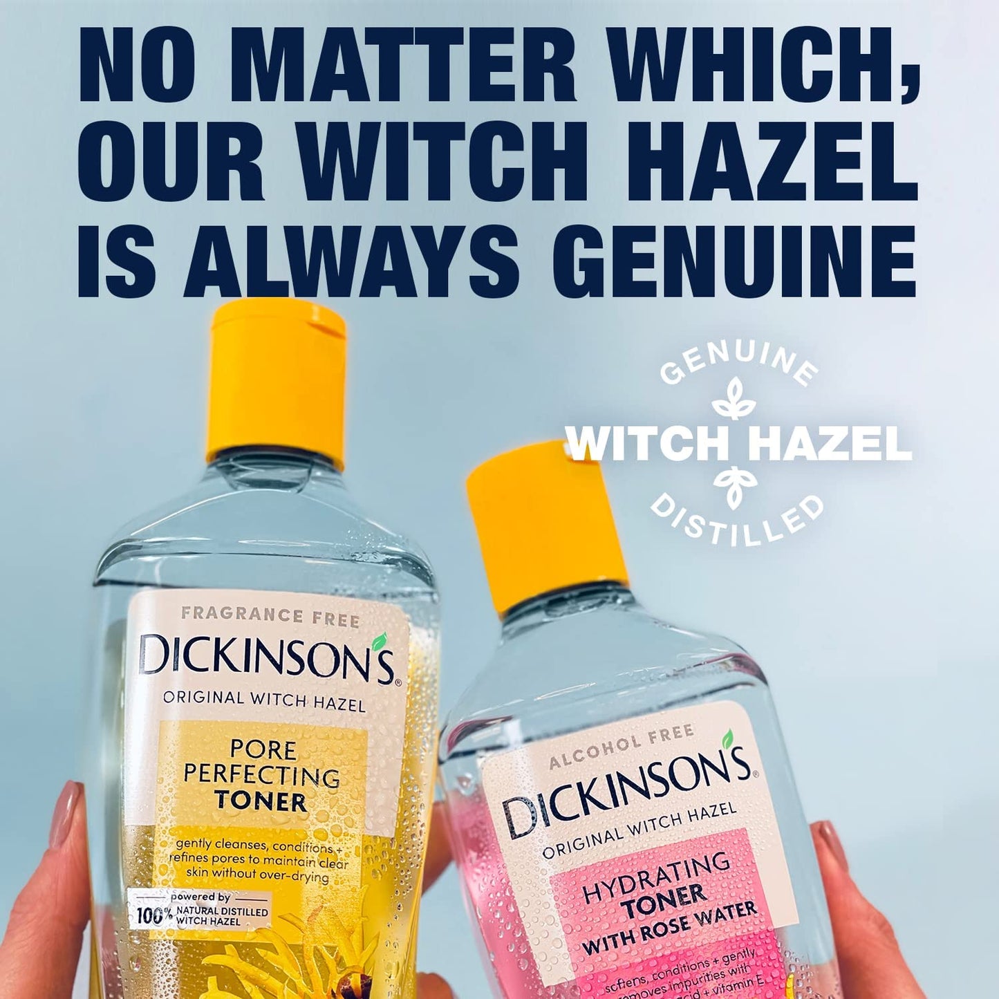 Dickinson's Enhanced Witch Hazel Hydrating Toner with Rosewater, Alcohol Free, 98% Natural Formula, 16 Fl Oz (Pack of 2)