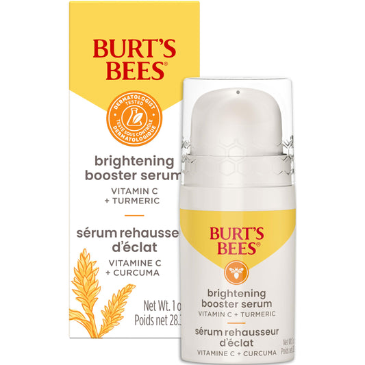 Burt's Bees Vitamin C Turmeric Facial Serum, Brightens Skin & Visibly Reduces Dark Spots, Fine Lines & Wrinkles, Naturally Hydrating, Lightweight - Brightening Booster (1 oz)