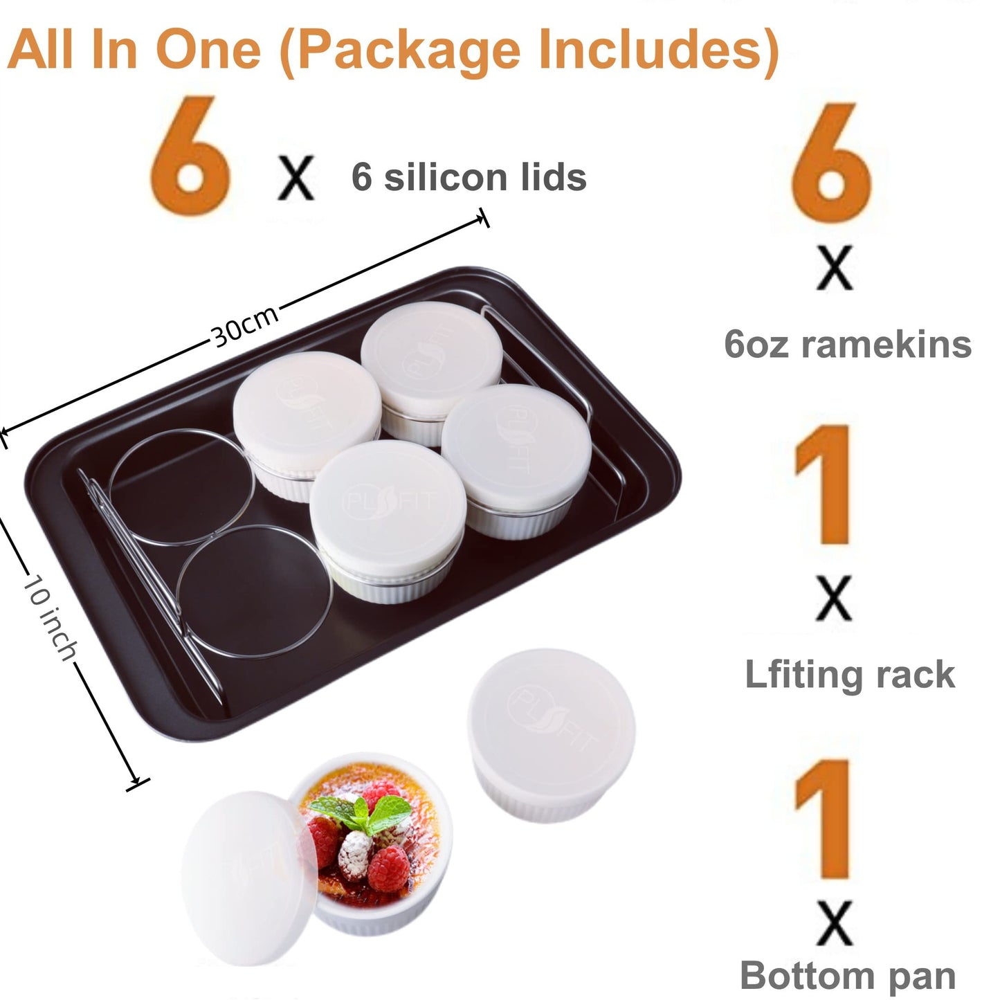 Ramekins Set with 6 Silicone Lids, Mothers Day Gifts Creme Brulee Making Set, Set of 6 Porcelain Ramekins, Oven Safe Covered Bowls & Soufflé Ramiken