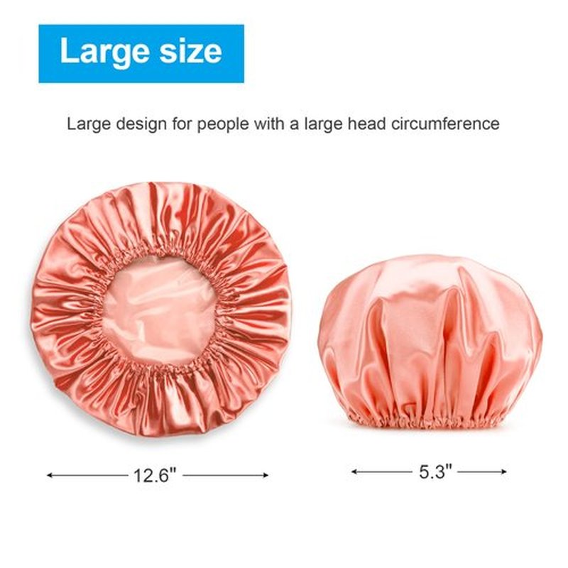 AmazerBath Shower Cap, 4-Pack Shower Caps for Women, Double Waterproof Layers Bathing Shower Hair Caps Protection EVA Shower Caps Reusable, Large Size