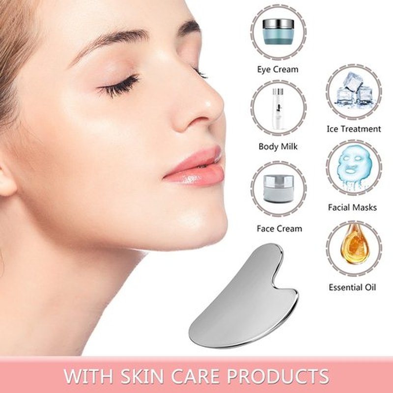 OXT Gua Sha, Stainless Steel Gua Sha Facial Tools, Guasha Tool for Face Upgraded, Guasha Stainless Steel (Silvery)