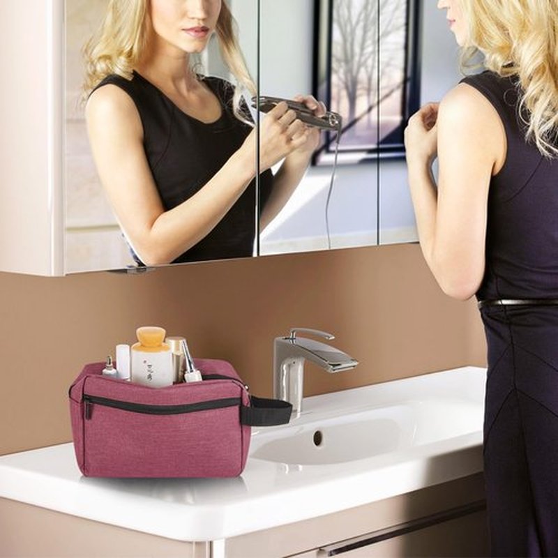 Icramsy Travel Toiletry bag Toiletry bag for women men Hanging toiletry bag Cosmetic bag Travel accessories for Women Men (Purplish red)