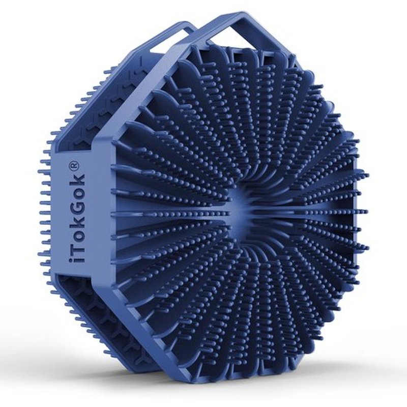 iTOKGOK® Premium 2-in-1 Silver-Infused Silicone Body Scrubber, Double-Sided Design Body Brush Silicone Body Scrubber Exfoliating Body Brushes for Sensitive Skin for Showering, Silicone Loofah - Blue