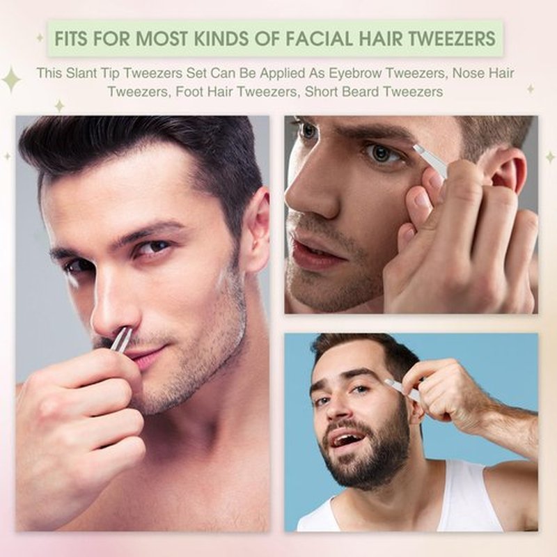 12 Pieces Eyebrow Tweezers Stainless Steel Slant Tip Tweezers Facial Hair Eyebrow Precision Tweezers for Men and Women (White)