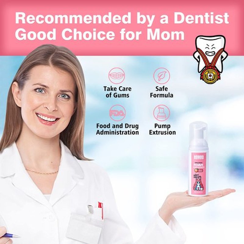 NOHOO Kids Foam Toothpaste with Fruit Flavor,Fluoride Free Natural Formul, Foam Toothpaste for Electric Toothbrush,Suitable for Toddler's Oral Cleaning and Cavity Prevention (2PCS Peach)