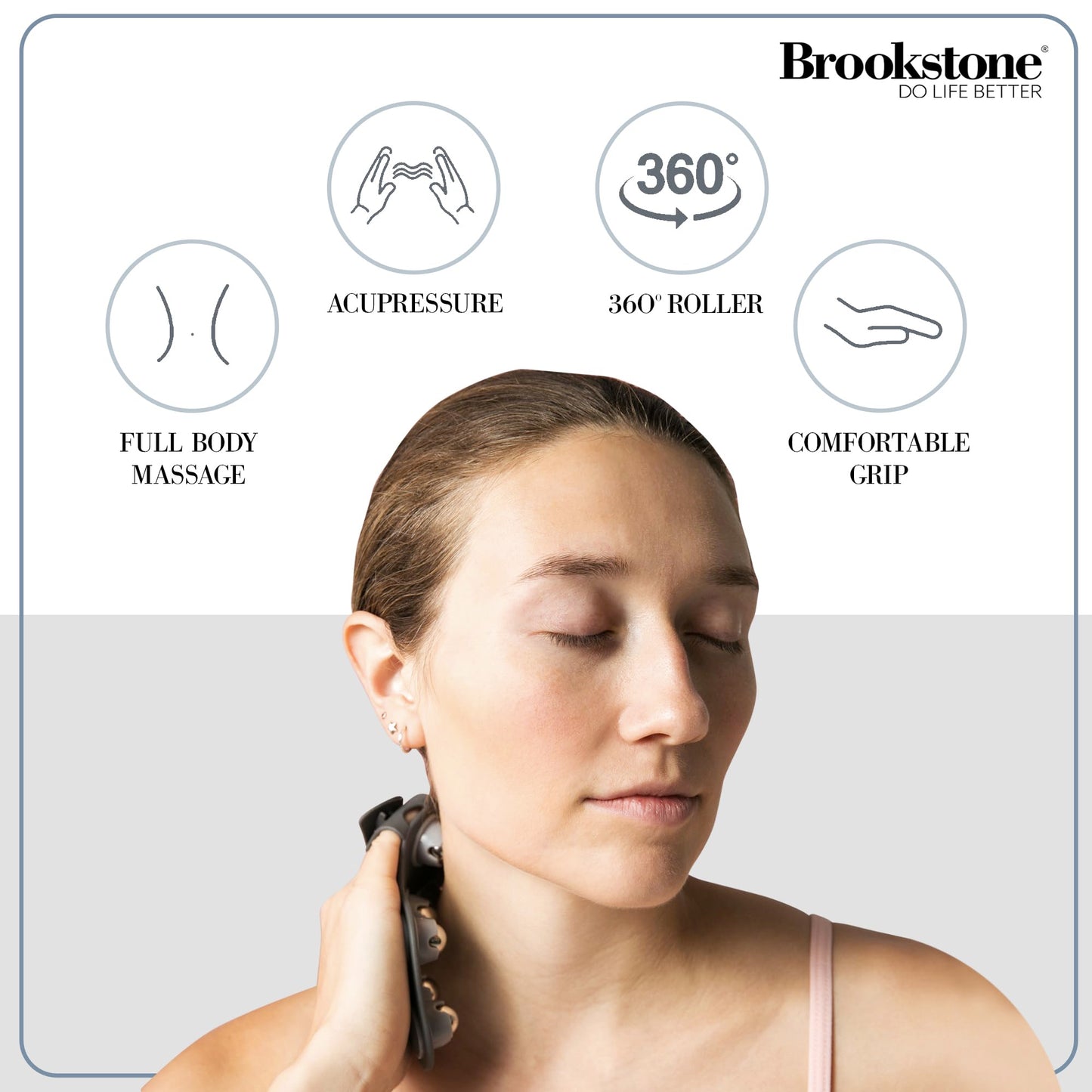 Brookstone Palm Roller Body Massager - Medium Handheld Roller Massager to Relieve Tension - Massage Gloves, Hand Massager Glove, Massage Glove for Stress Relief and Relaxation (Charcoal)