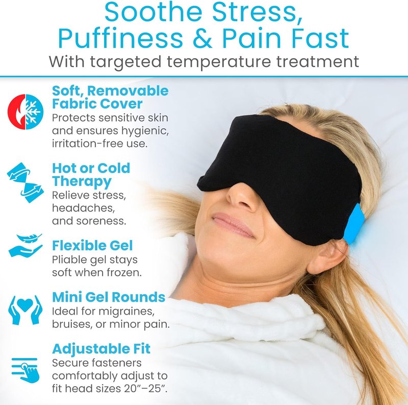 Heated & Cooling Eye Mask - Reusable Gel Pack for Tension Relief | Hot & Cold Therapy for Sleep, Dark Circles, Puffiness