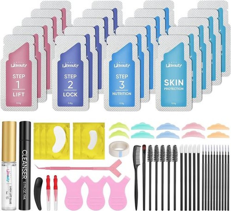 Libeauty Eyelash Lift Kit and Brow Lamination Kit 2 in 1, Lash Perm Lotion Sachet Disposable Quick Curling Perming Use at Home or Salon Lash Lifting System - Updated Version