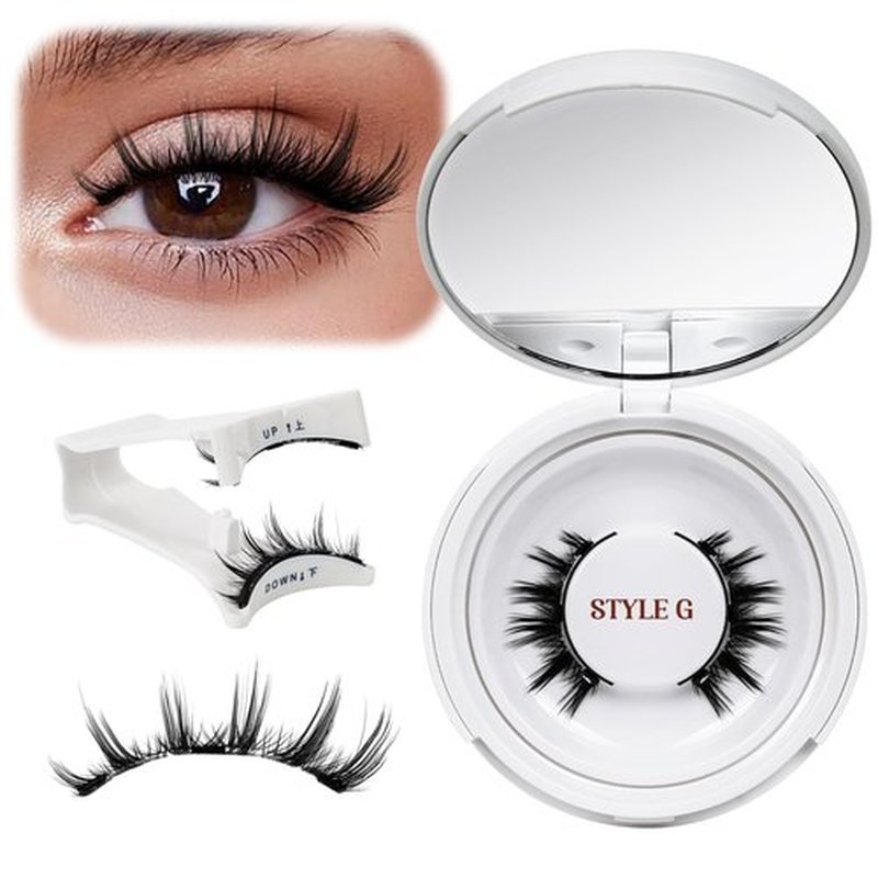 QUEWEL Magnetic Eyelashes Natural Look, 1 Pair Reusable Magnetic Lashes with Applicator, No Glue Needed Magnetic Eyelashes Magnetic Lashes Kit, Easy to Wear and Remove(Magnetic Lashes-G)