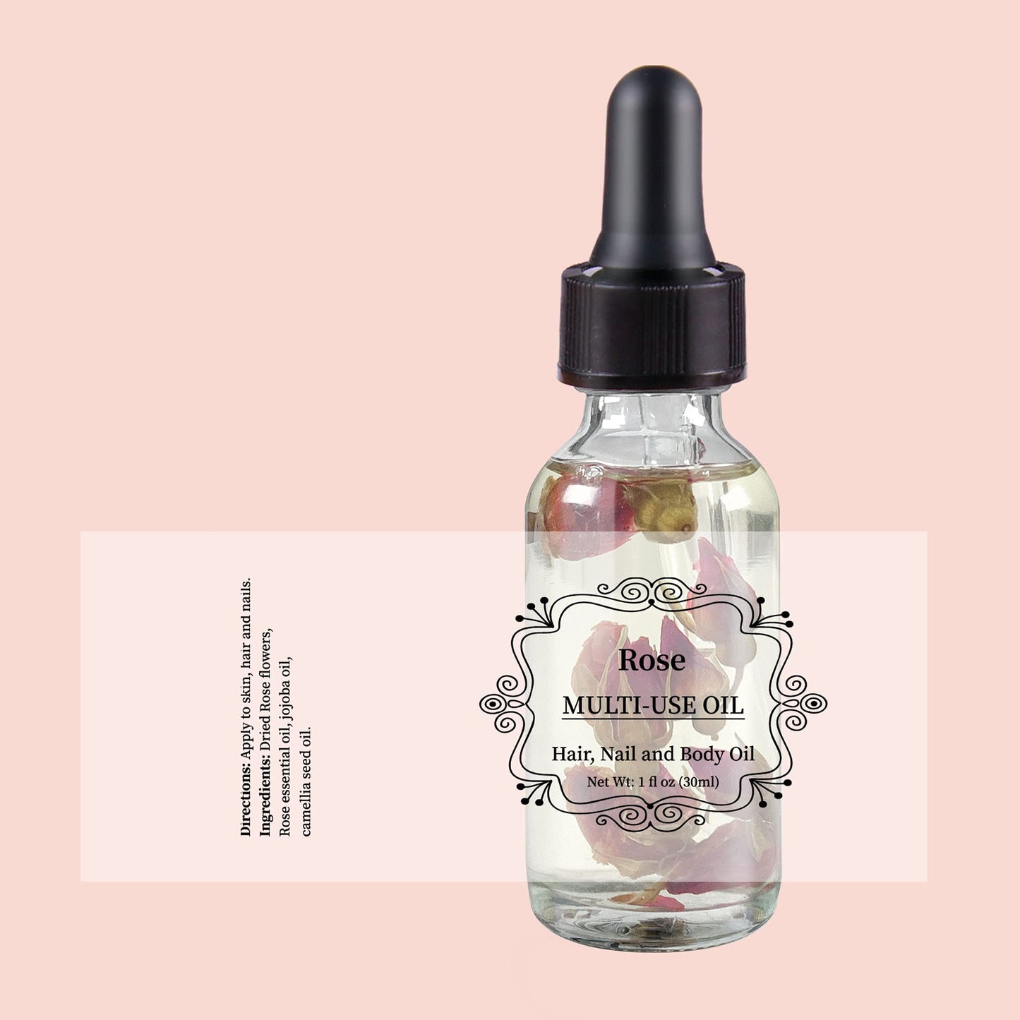 NP NATURES PHILOSOPHY Rose Multi-Use Oil, Plant Fragrant Essential Oil Rose Oil for Face, Hair, Body, Nails Care and Massage - 1 Fl Oz