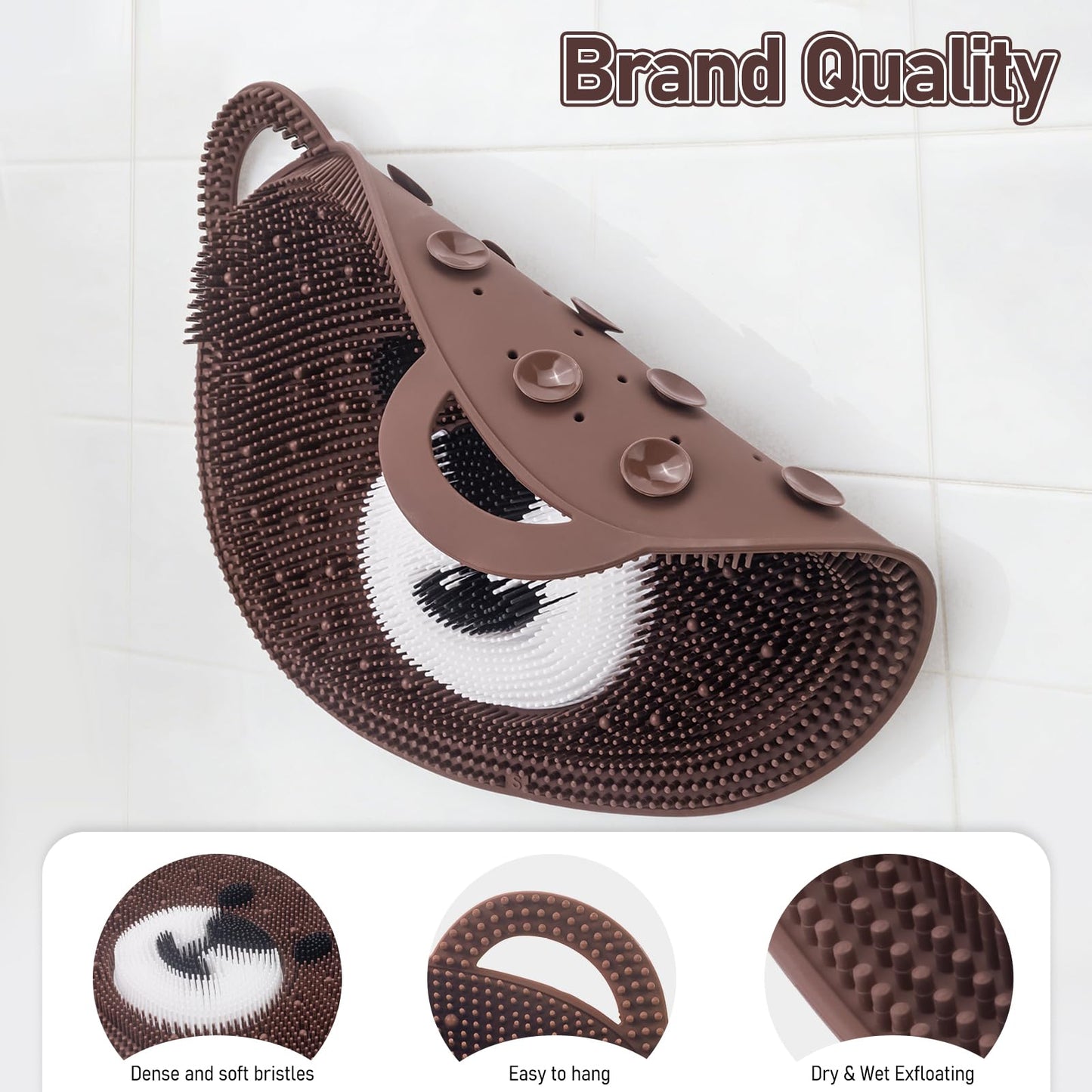 Foot Scrubber Mat in Shower 2 Pack, Vynusio Silicone Shower Foot & Back Scrubber Exfloating Cleaner Washer Pad Non-slip Suction Cups - Feet Massage Points Reflexology for Women Child 13*11" Cf& Grey