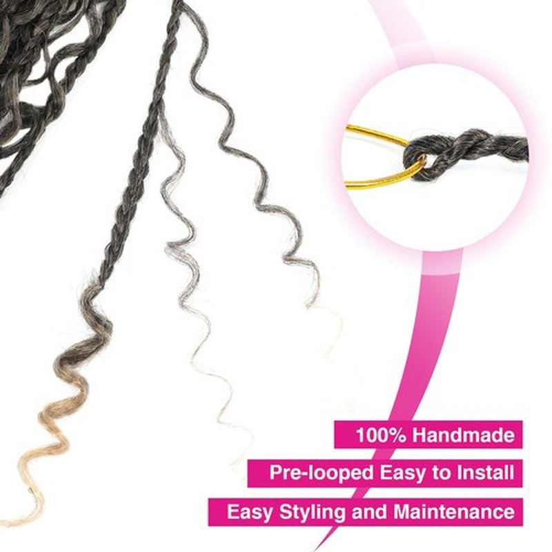 Goddess Box Braids Crochet Hair Box Braids Crochet Hair For Black Women Pre Looped Crochet Hair with Curly Ends Bohemian Crochet Box Braids Crochet Hair (12inch(Pack of 7), T27)